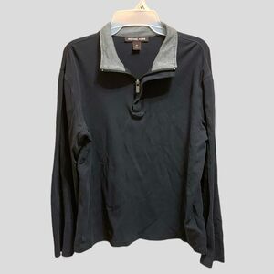 Michael Kors | Men’s Black Pullover 1/4 Zip Cotton Collared Shirt